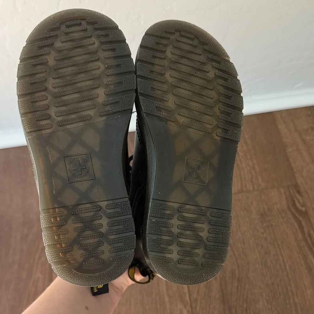 Dr. Martens Black Lace-Up Boots with Yellow Stitching - Size 13 - Picture 8 of 10